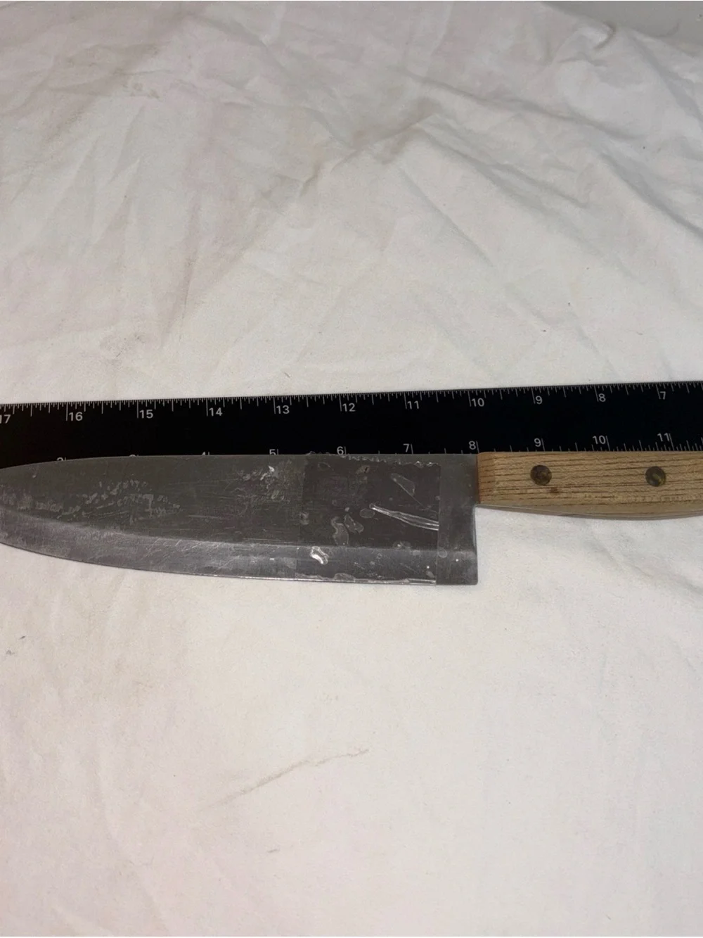 Vintage Roger’s Wood Handle Chef's Knife - Stainless Blade, Natural Wood